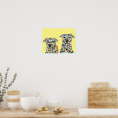 Dog Siblings Colorful Poster (Keuken)