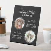 Dog Signature Drink Black Pet Wedding Bar Reclamebord Met Voetstuk (Insitu)