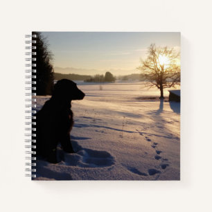 Dog Silhouette in Snowy Landscape Notitieboek