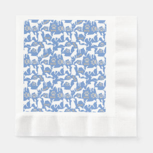 Dog silhouette Pattern.White.03 Lblue BG Servet