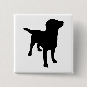 Dog Silhouette Vierkante Button 5,1 Cm