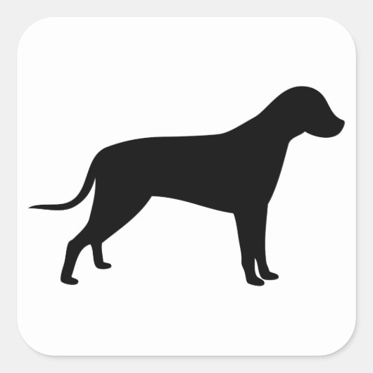 Dog Silhouette Vierkante Sticker (Voorkant)