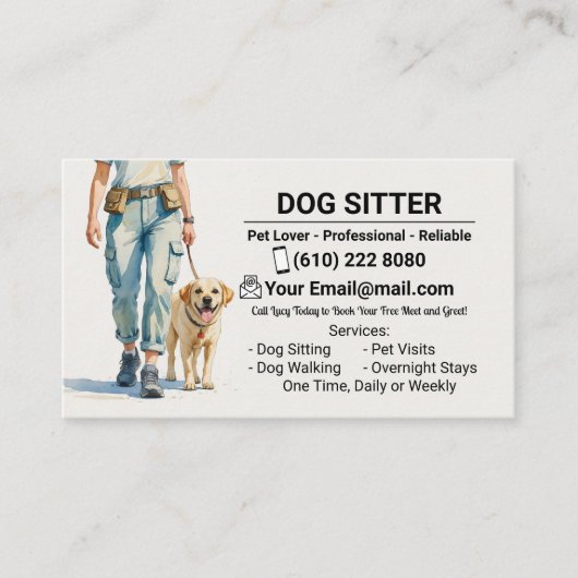 Dog Sitter Dog Walker Dog Walking Visitekaartje (Voorkant)