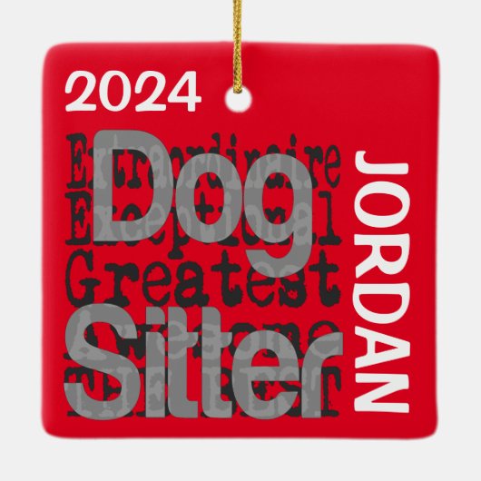 Dog Sitter Extraordinaire CUSTOM Keramisch Ornament (Achterkant)