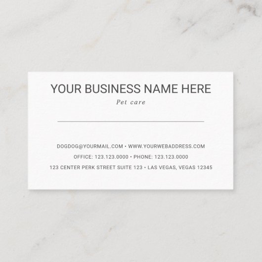 Dog sitter, pad met hart visitekaartje (Achterkant)