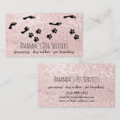 Dog Sitter Pet Services Grooming Pad Roze Visitekaartje (Voorkant / Achterkant)
