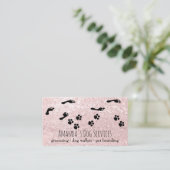 Dog Sitter Pet Services Grooming Pad Roze Visitekaartje (Staand voorkant)