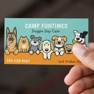 Dog Sitter Pet Zittende Cartoon Schattige gluren H Visitekaartje