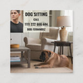 Dog Sitter Service Vierkante Visitekaartje (Voorkant)