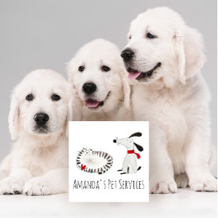 Dog Sitter Sitter Pet Service Grooming Cute Sweet Vierkante Visitekaartje