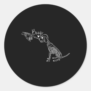 Dog Skeleton Hand Boop Halloween Puppy Hondenliefh Ronde Sticker