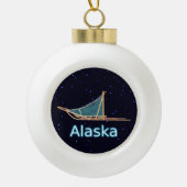 Dog Sled Keramische Bal Ornament (Voorkant)