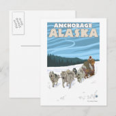 Dog Sledding Scene - Anchorage, Alaska Briefkaart (Voorkant / Achterkant)
