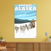 Dog Sledding Scene - Dawson, Alaska Canvas Afdruk (Insitu (Woonkamer))