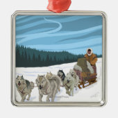Dog Sledding Scene - Iditarod, Alaska Metalen Ornament (Voorkant)