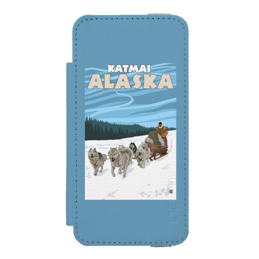 Dog Sledding Scene - Katmai, Alaska Incipio iPhone Portemonnee Hoesje (Voorkant Agenda)