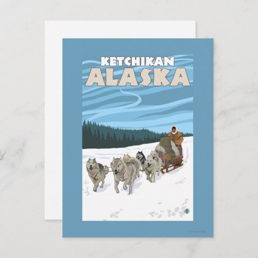 Dog Sledding Scene - Ketchikan, Alaska Briefkaart (Voorkant / Achterkant)
