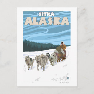 Dog Sledding Scene - Sitka, Alaska Briefkaart