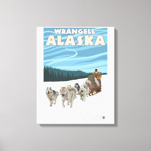 Dog Sledding Scene - Wrangell, Alaska Canvas Afdruk (Voorkant)