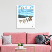 Dog Sledding Scene - Wrangell, Alaska Canvas Afdruk (Insitu (Woonkamer))
