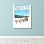Dog Sledding Scene - Wrangell, Alaska Canvas Afdruk (Insitu (Houten vloer))