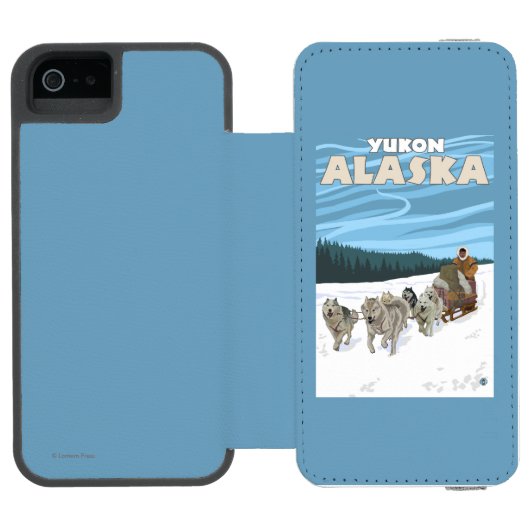 Dog Sledding Scene - Yukon, Alaska Incipio iPhone Portemonnee Hoesje (Agenda Open)