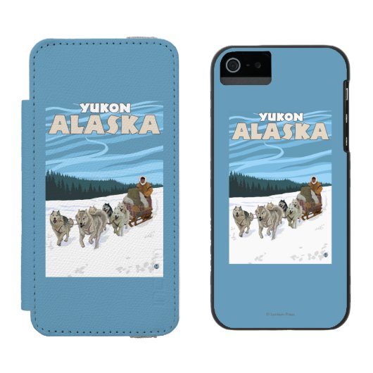 Dog Sledding Scene - Yukon, Alaska Incipio iPhone Portemonnee Hoesje (Naast elkaar)