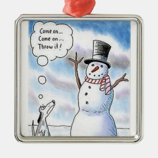 Dog Snowman Fetch Stick kerstboomversiering Metalen Ornament