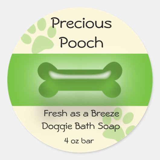 Dog Soap Label - groene cirkel (Voorkant)