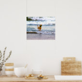 Dog Spelen in oceaan Poster (Keuken)