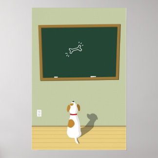 Dog staart op het bord van de krijt poster