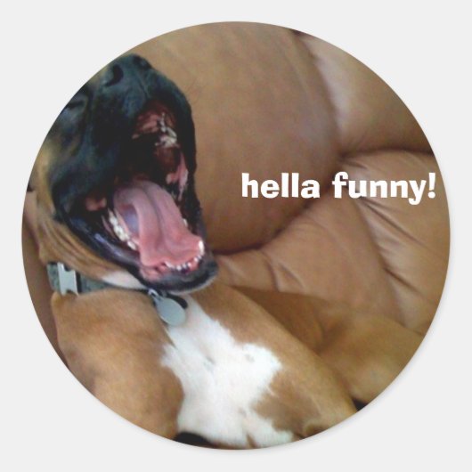 Dog sticker Hella Grappig! (Voorkant)
