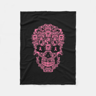 Dog Sugar Skull Roze Lintje Borstkanker Fleece Deken