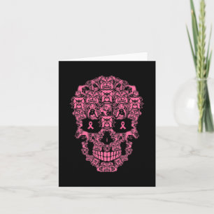 Dog Sugar Skull Roze Lintje Borstkanker Kaart