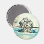 Dog swimming cirkelmagneet magneet (Voorkant / Achterkant)