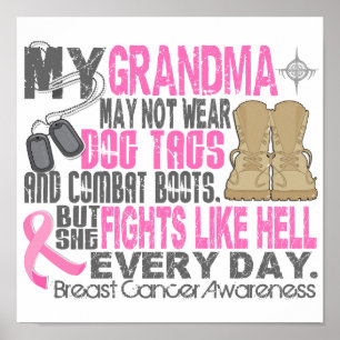 Dog Tags Breast Cancer Grandma Poster
