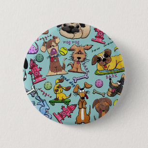 Dog Thed Collage Ronde Button 5,7 Cm