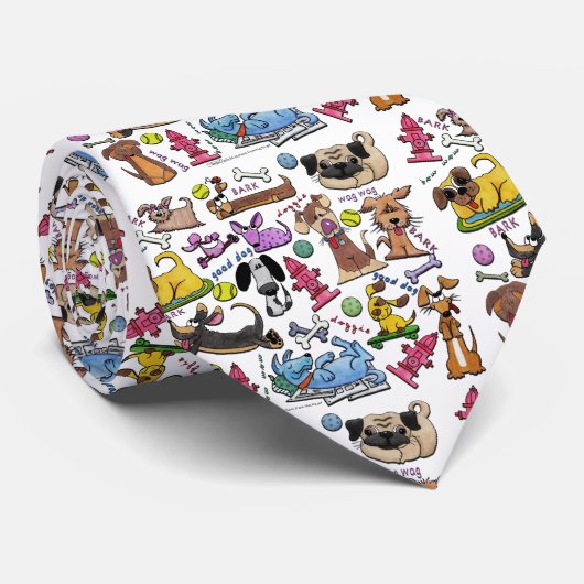 Dog Thed Collage Stropdas (Opgerold)