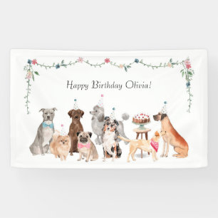 Dog Theme Party Banner, Birthday Backdrop Spandoek