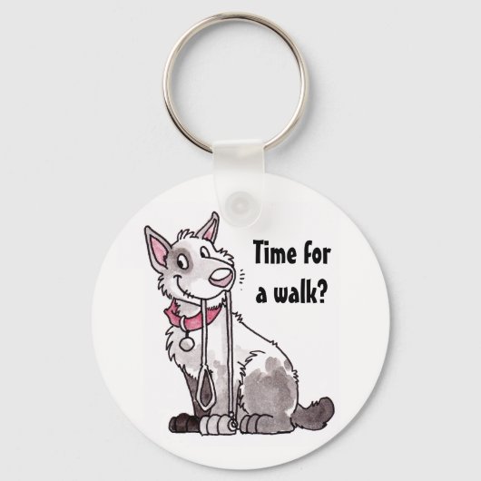 Dog "Time for a Walk" Sleutelhanger (Voorkant)