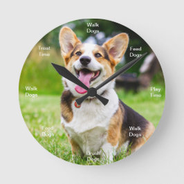 Dog Time Wall Clock Corgi Ronde Klok