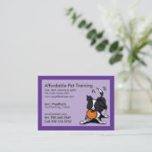 Dog Trainer Pet Training Border Collie Paars Visitekaartje (Staand voorkant)