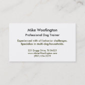 Dog trainer visitekaartjes sitter loopgraaf speelk (Achterkant)