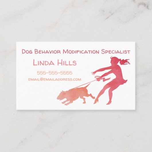 Dog Trainer Waterverf Dog Behavig Aanpassing Visitekaartje (Voorkant)