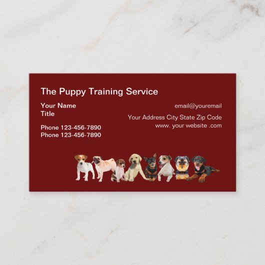 Dog Training Services Puppy Thema Visitekaartje (Voorkant)