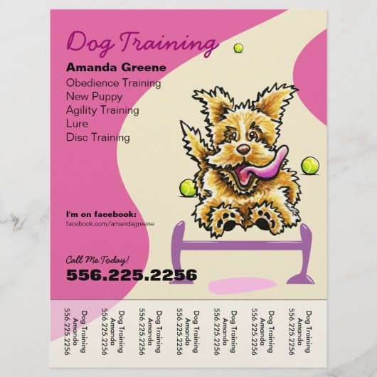 Dog Training Trainer Actieve Terrier en Scheurblad Flyer (Voorkant)