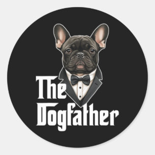 Dog vader Franse buldog vader franchie papa hond e Ronde Sticker