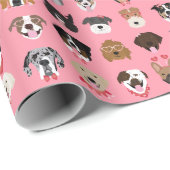 Dog Valentijn Face Pattern Cadeaupapier (Rol Hoek)