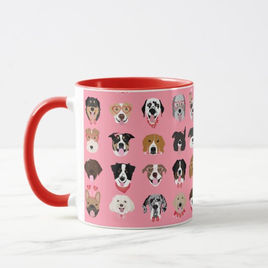 Dog Valentijn Face Pattern Mok (Links)