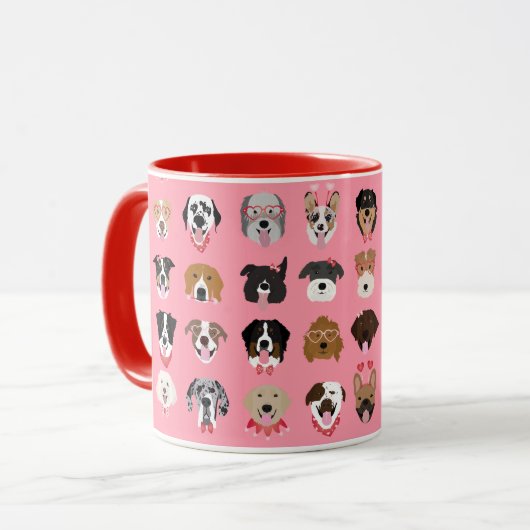 Dog Valentijn Face Pattern Mok (Voorkant links)